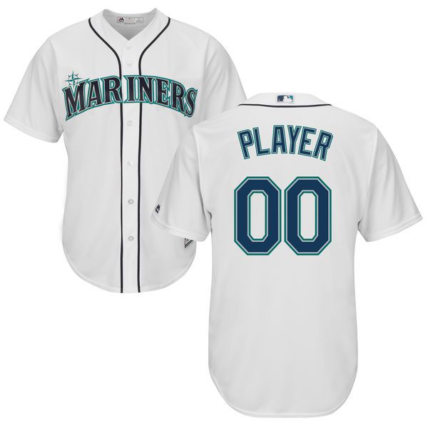 Men Seattle Mariners Majestic White Cool Base Custom MLB Jersey